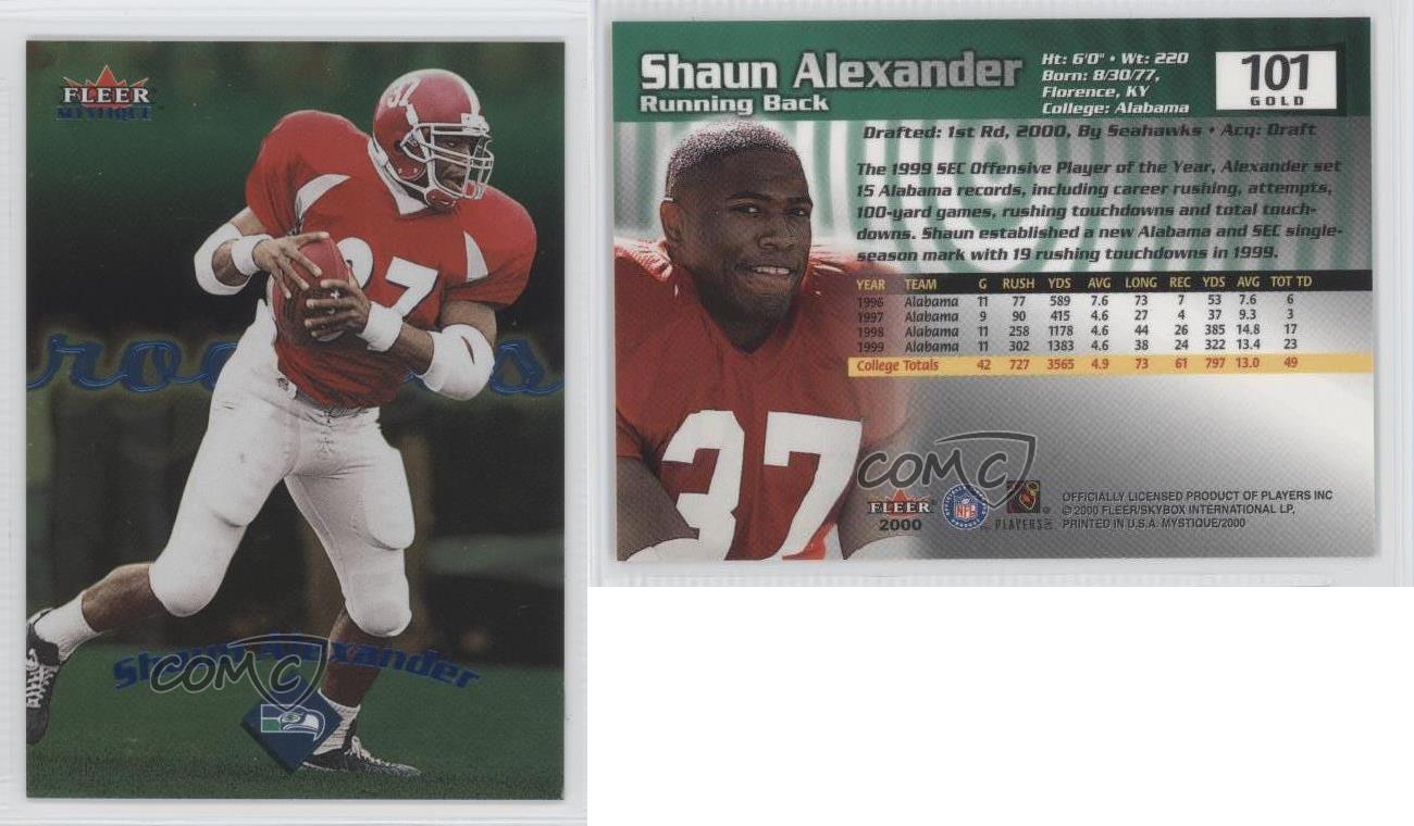 2000 Fleer Mystique Gold 101 Shaun Alexander Seattle Seahawks Football