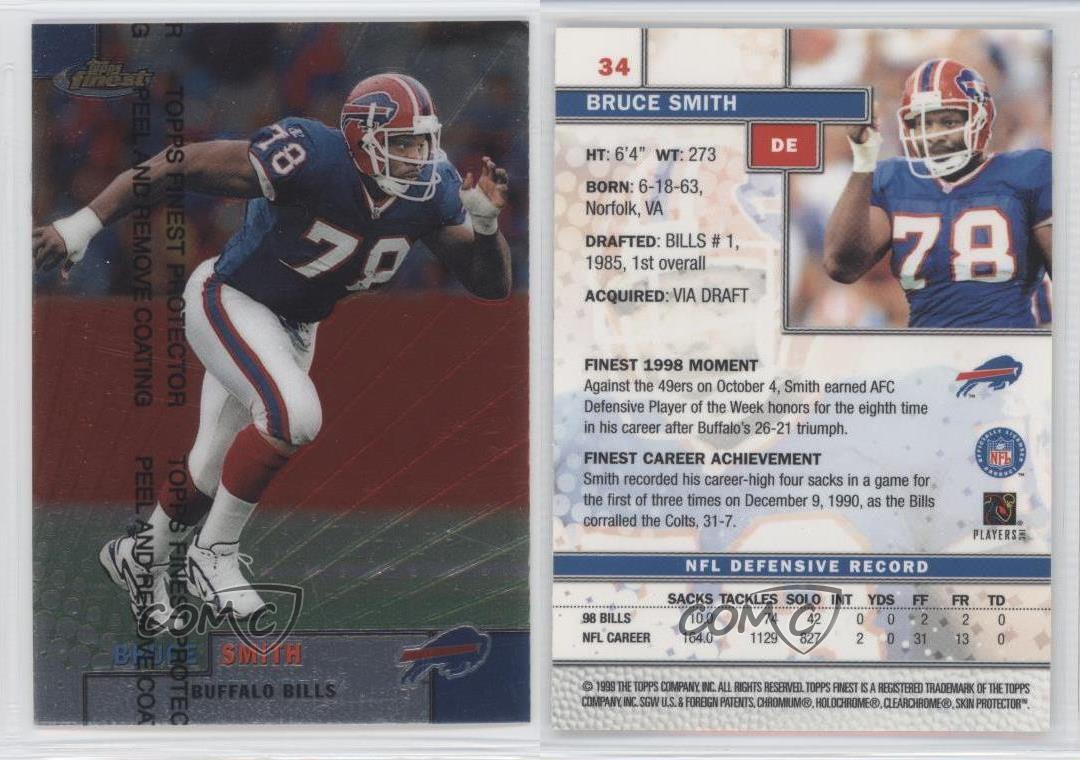 1999 Topps Finest 34 Bruce Smith Buffalo Bills Football Card eBay