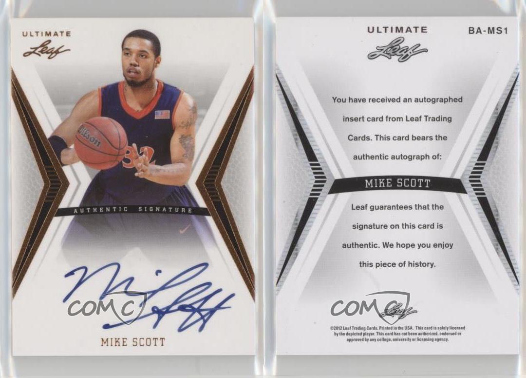 2012 leaf ultimate base autographs ba-ms1 mike scott auto rookie