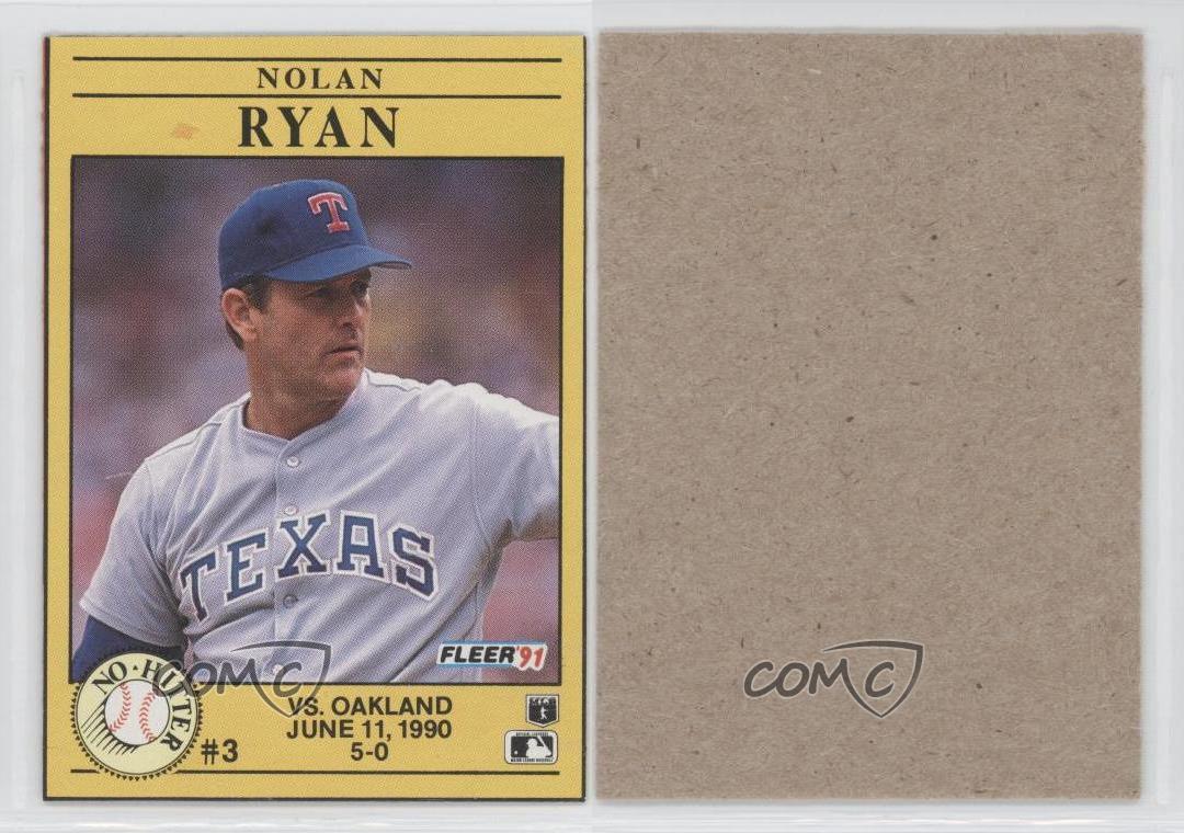 1991 Fleer Box Bottoms 3 Nolan Ryan Texas Rangers Baseball Card eBay