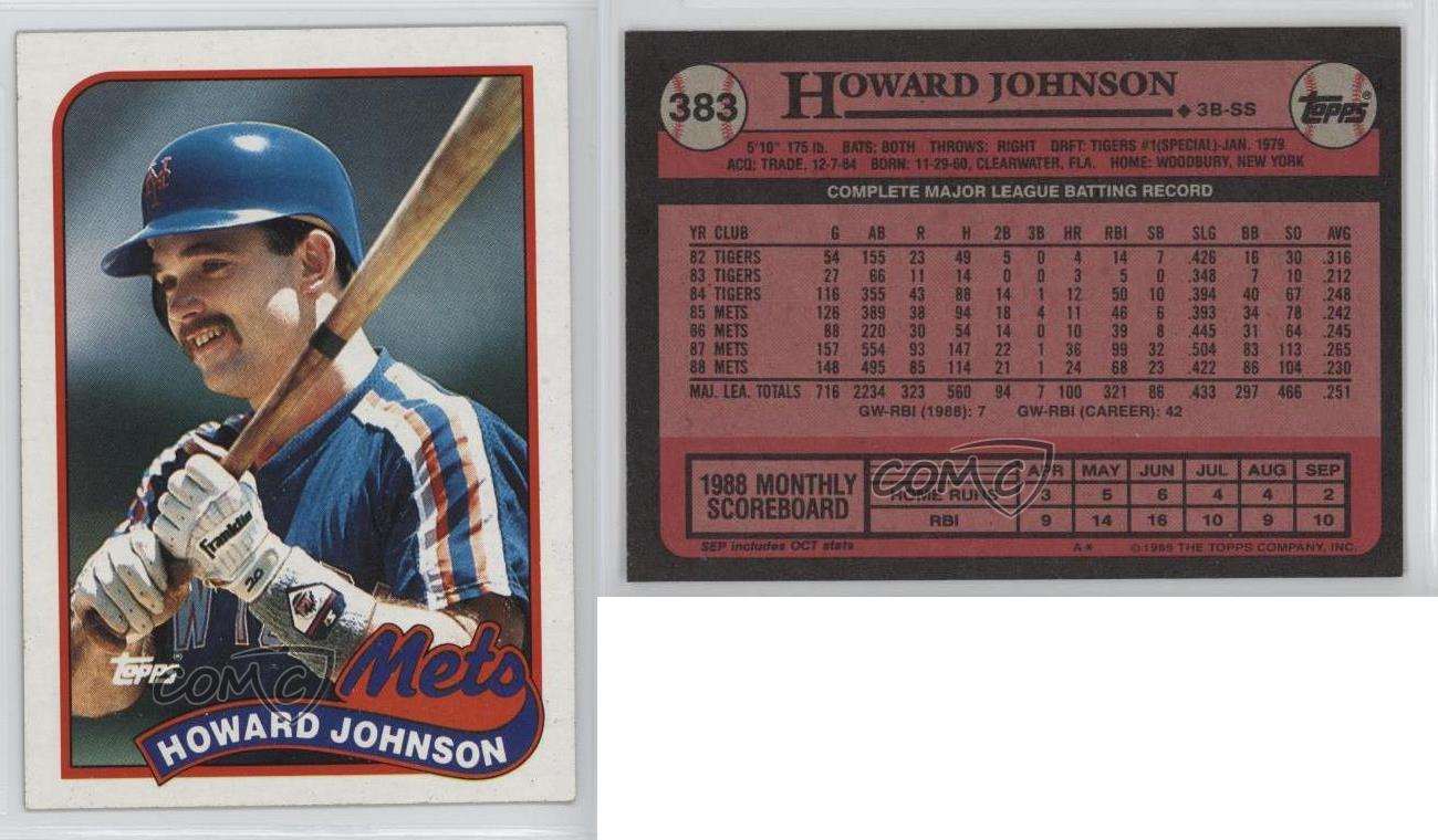 1989 Topps 383 Howard Johnson New York Mets Baseball Card eBay