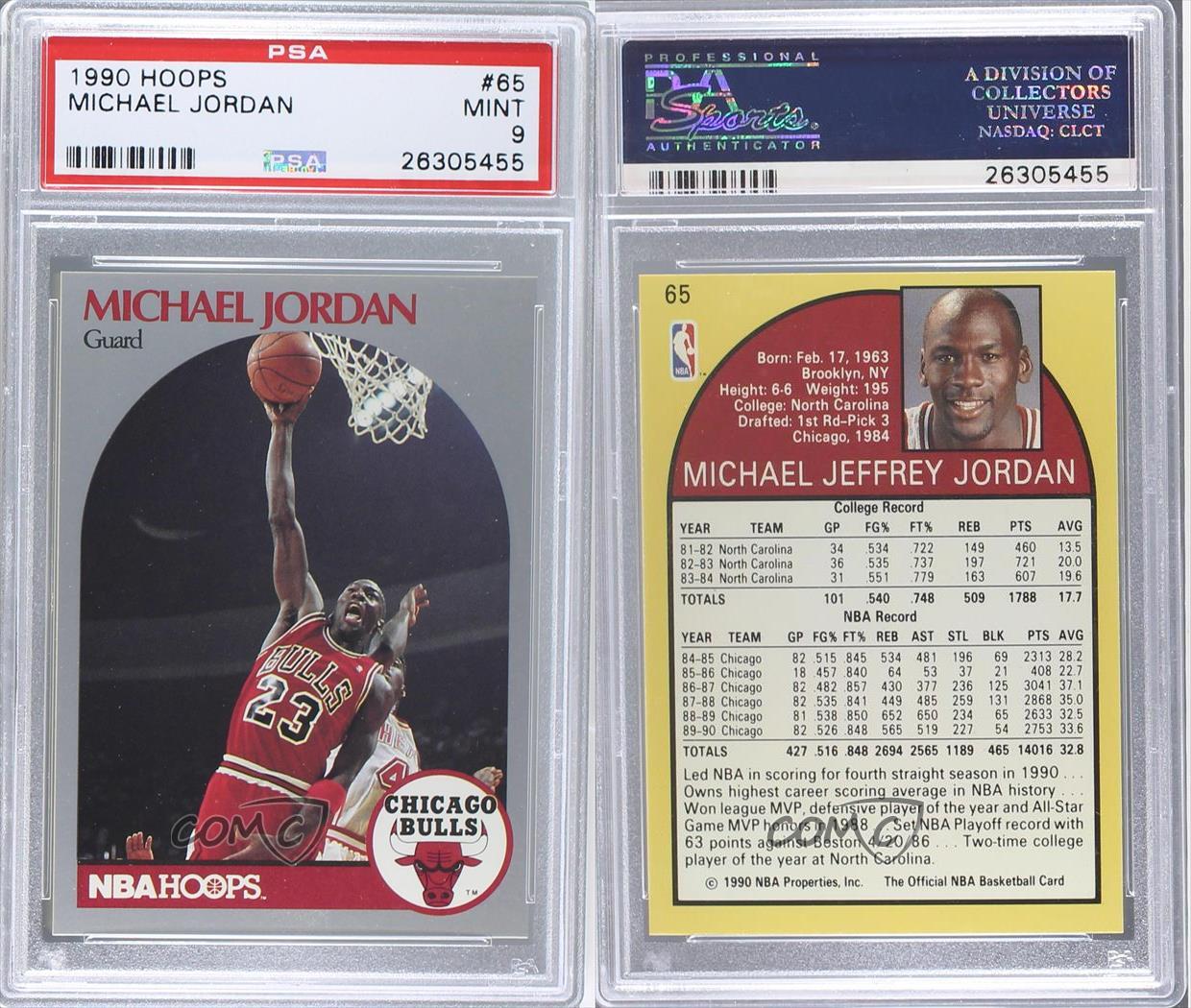 1990-91 NBA Hoops #65 Michael Jordan PSA 9 Chicago Bulls Basketball