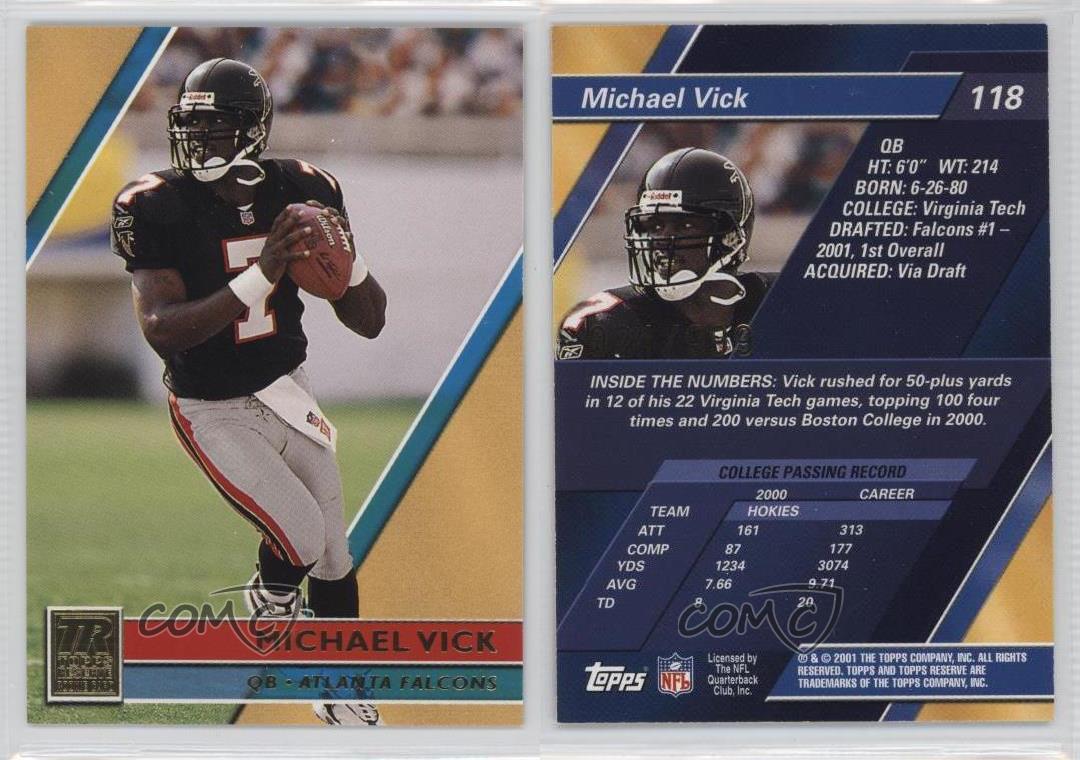 2001 Topps Reserve 118 Michael Vick Atlanta Falcons Rookie Football