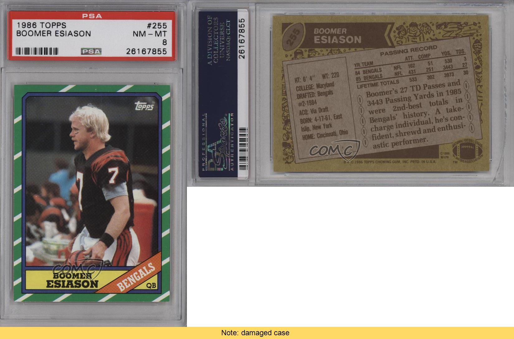 1986 Topps 255 Boomer Esiason PSA 8 Cincinnati Bengals RC Rookie
