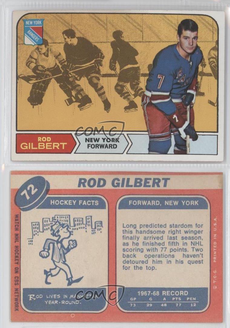 196869 Topps 72 Rod Gilbert New York Rangers Hockey Card eBay