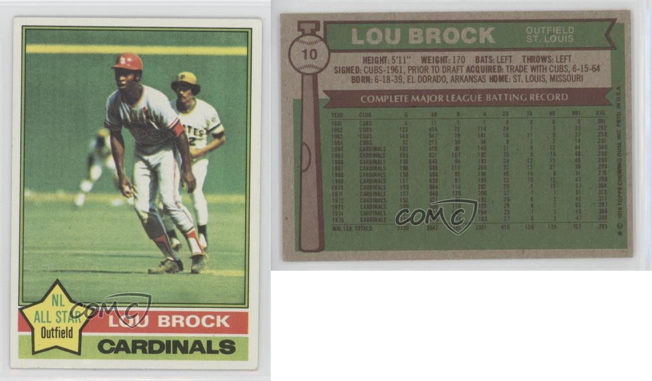 1976 Topps #10 Lou Brock St. Louis Cardinals Baseball Card | eBay