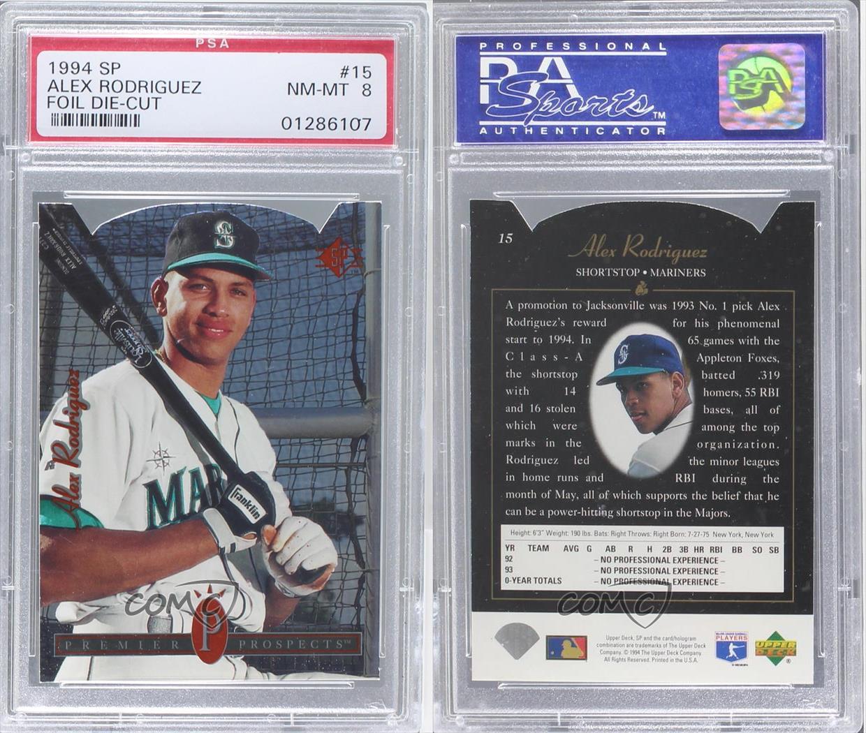 1994 Upper Deck SP DieCut 15 Alex Rodriguez PSA 8 Seattle Mariners