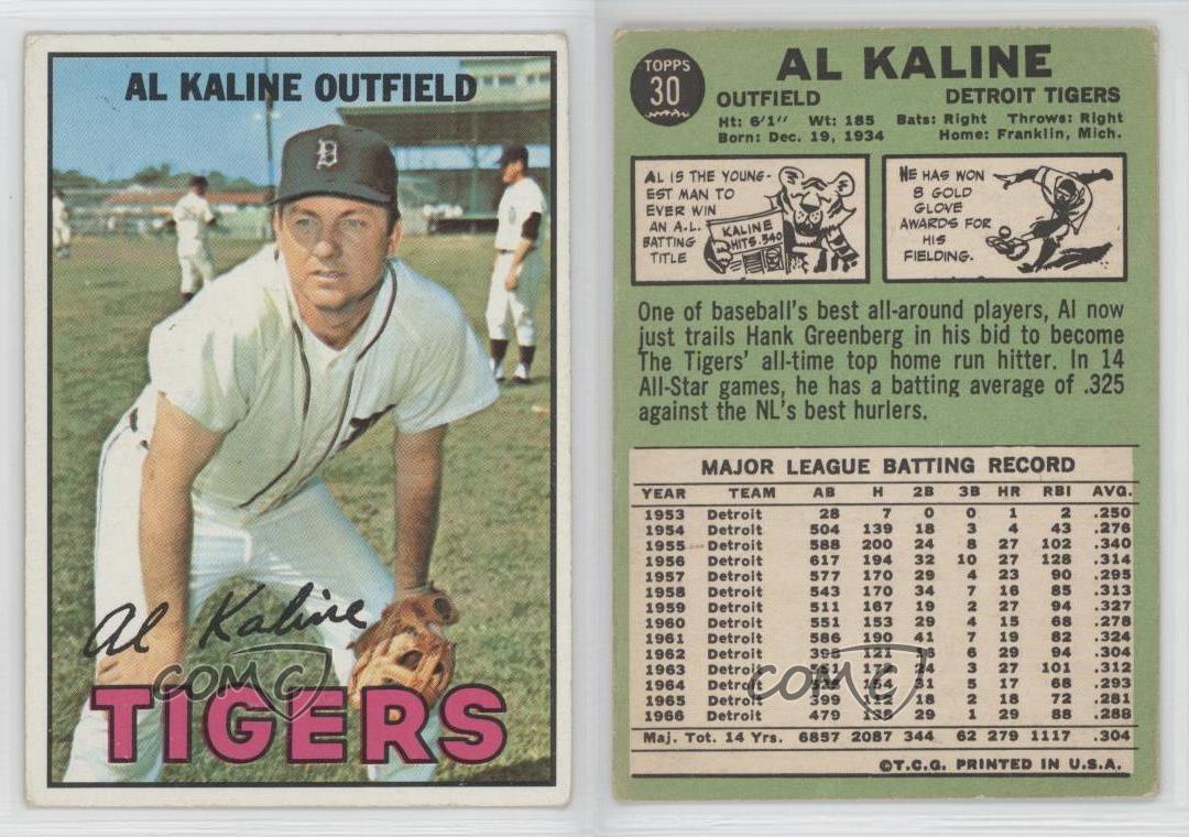 1967 Topps 30 Al Kaline Detroit Tigers Baseball Card eBay