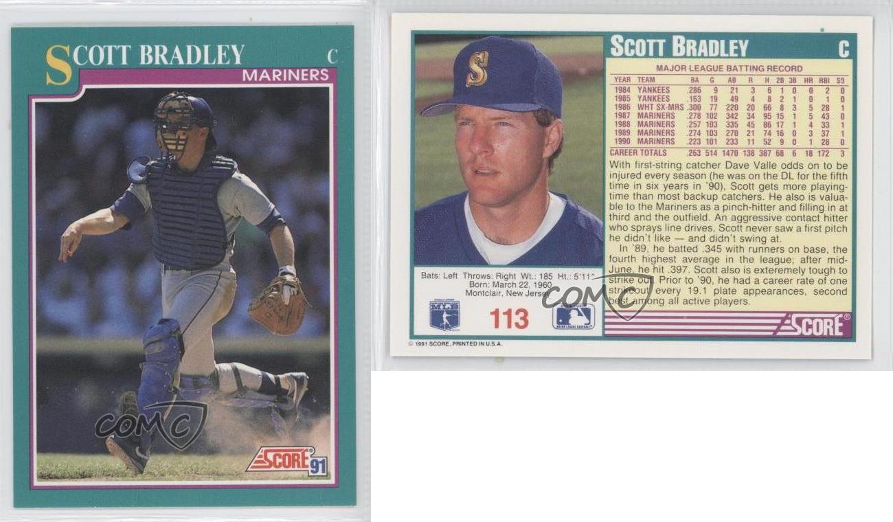 1991 Score 113 Scott Bradley Seattle Mariners Baseball Card eBay