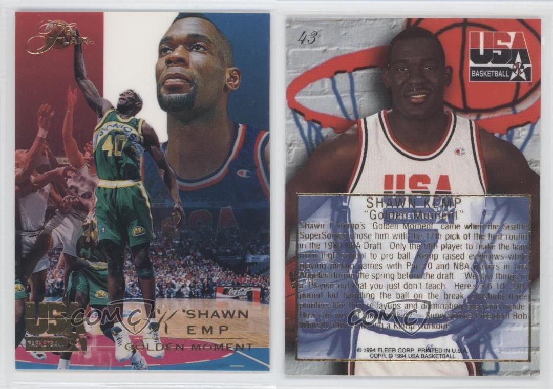 shawn kemp,lamelo ball 1994-95 flair usa basketball #43 shawn kemp seattle supersonics