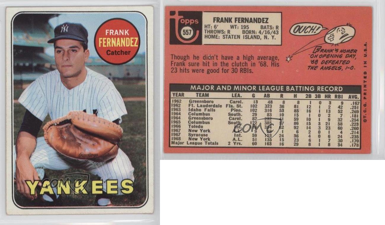 1969 Topps Frank Fernandez New York Yankees 557 Baseball Card eBay