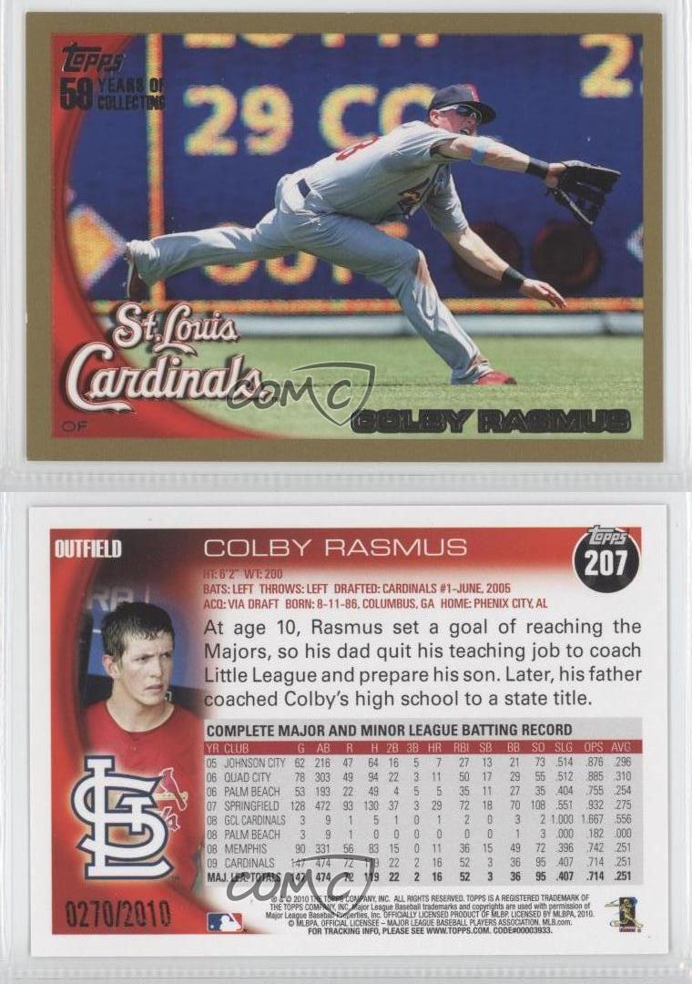 2010 Topps Gold #207 Colby Rasmus St. Louis Cardinals Baseball Card | eBay