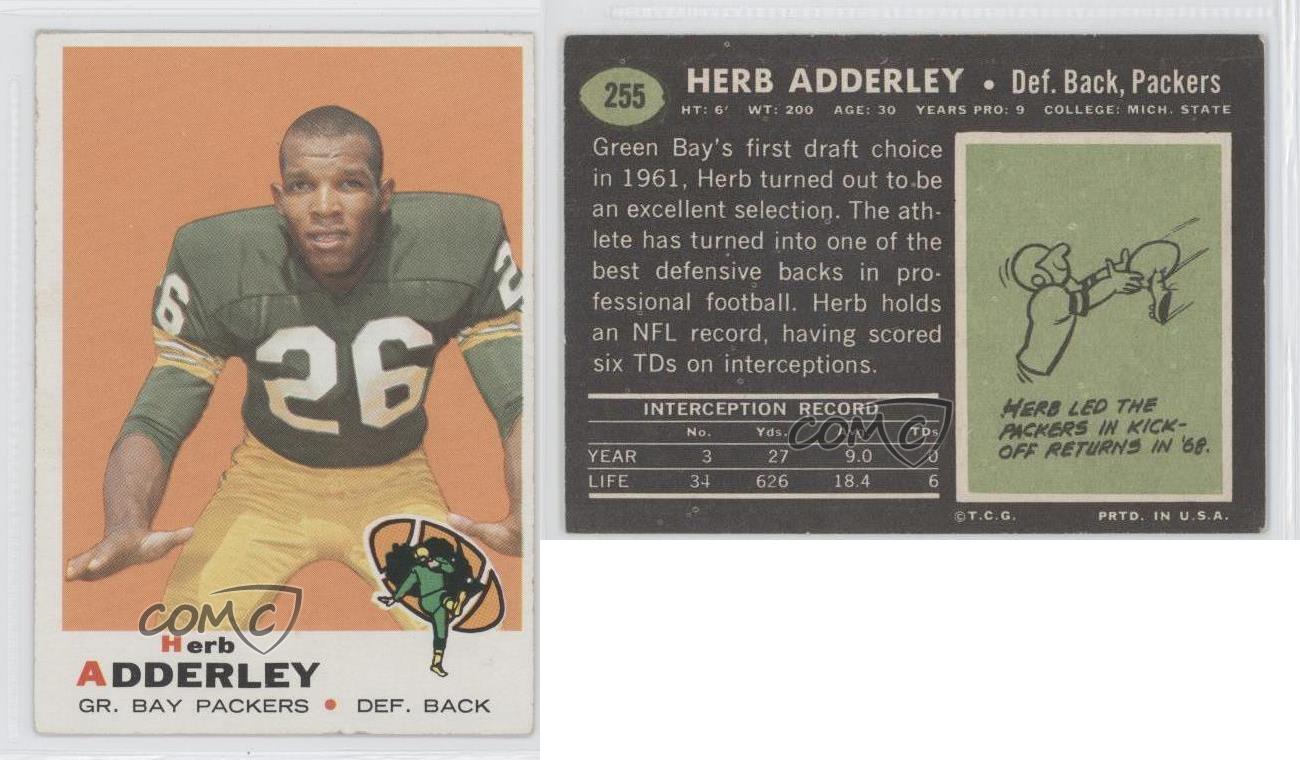 1969 Topps 255 Herb Adderly Green Bay Packers Football Card eBay