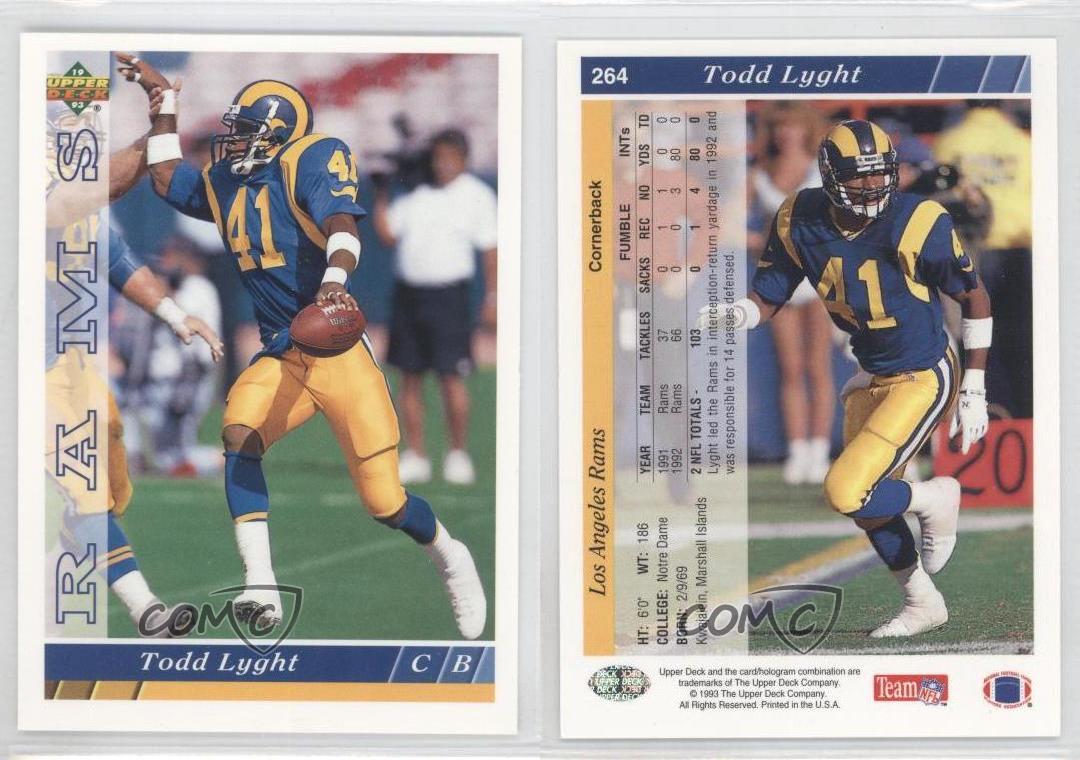 1993 Upper Deck 264 Todd Lyght Los Angeles Rams Football Card eBay