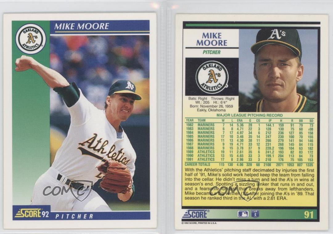 1992 Score 91 Mike Moore Oakland Athletics Baseball Card eBay