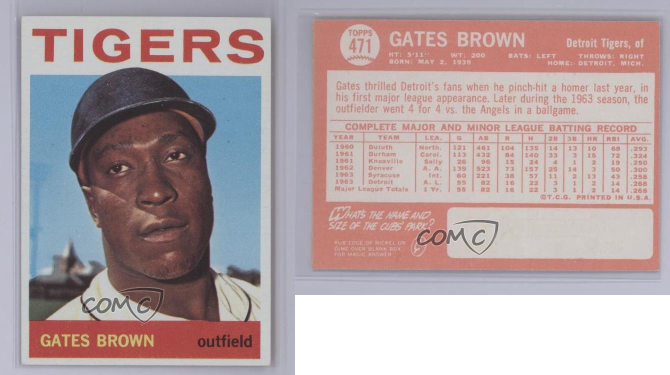 1964 Topps 471 Gates Brown Detroit Tigers RC Rookie Baseball Card