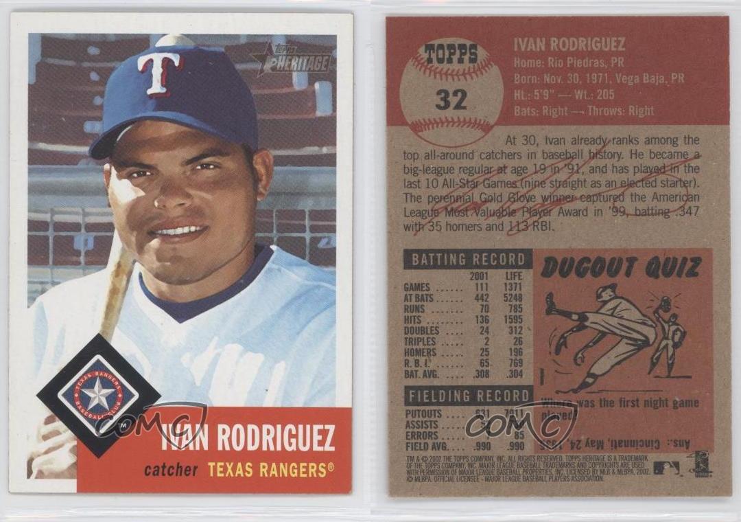 2002 Topps Heritage 32 Ivan Rodriguez Texas Rangers Baseball Card eBay