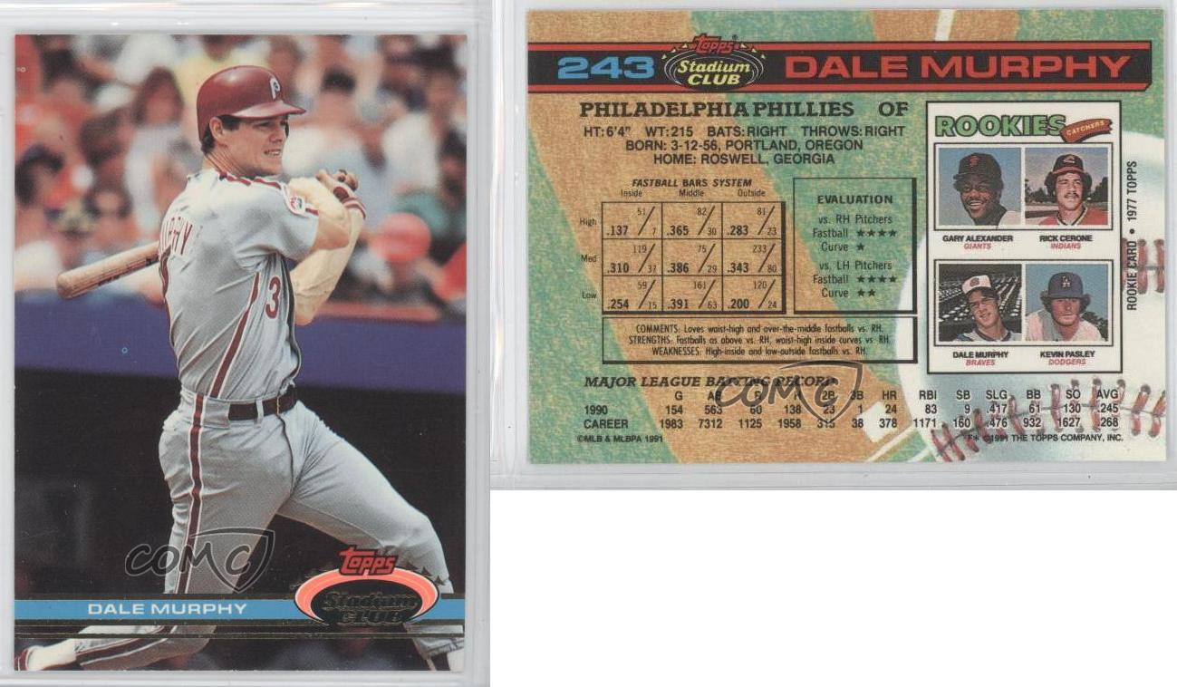 1991 Topps Stadium Club 243 Dale Murphy Philadelphia Phillies Baseball