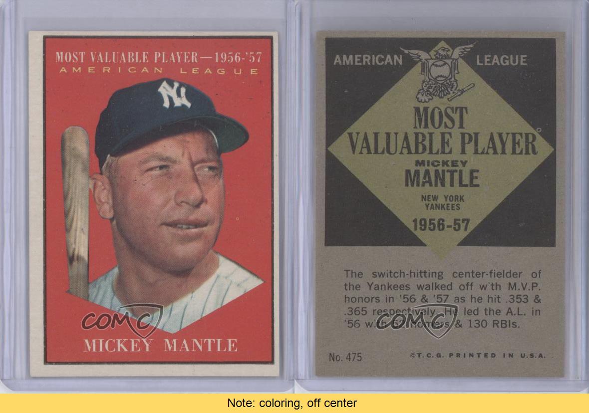 1961 Topps 475 American League Most Valuable Player (Mickey Mantle