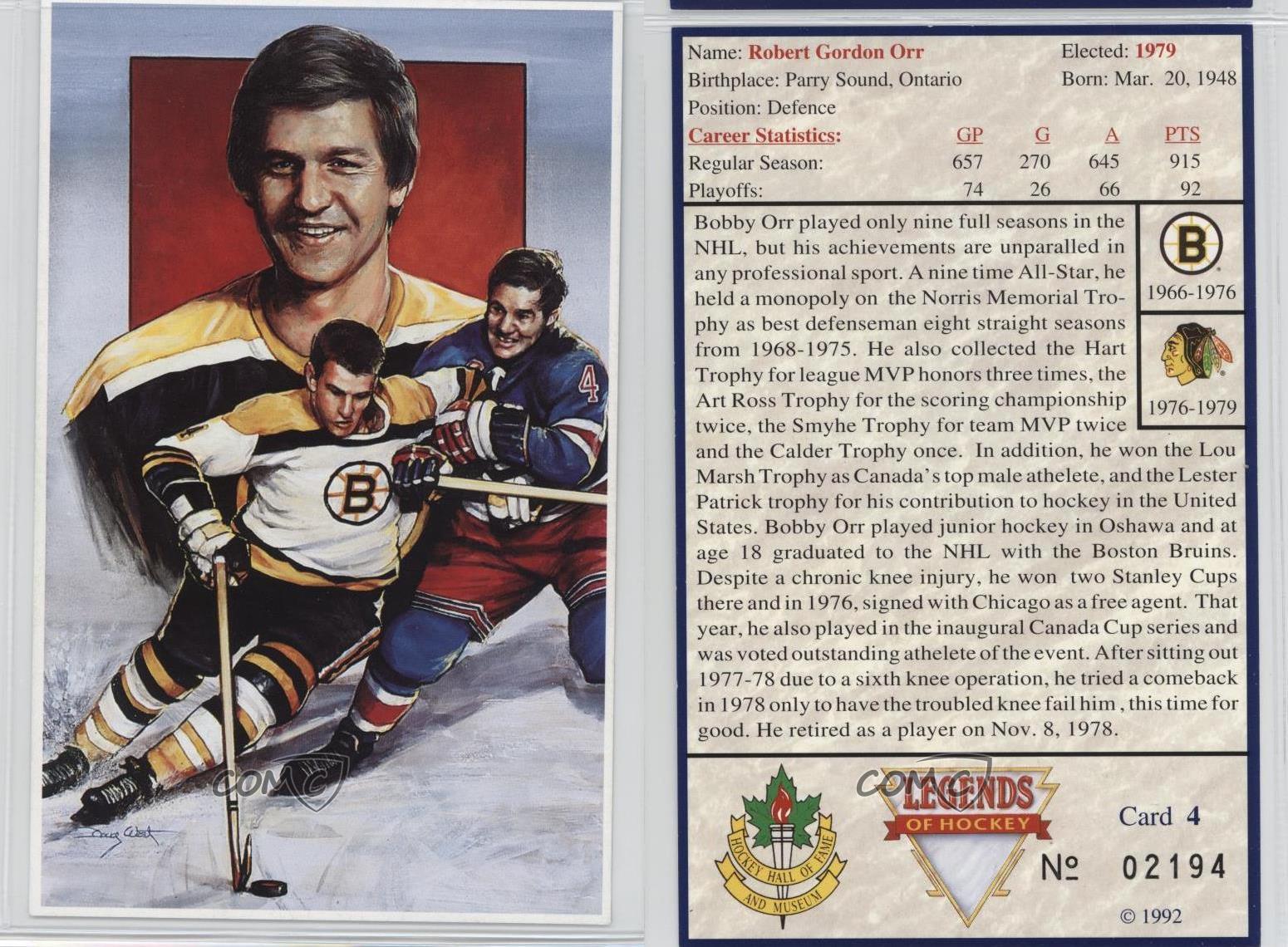 199293 Hockey Hall of Fame Legends Series 1 4 Bobby Orr Boston Bruins