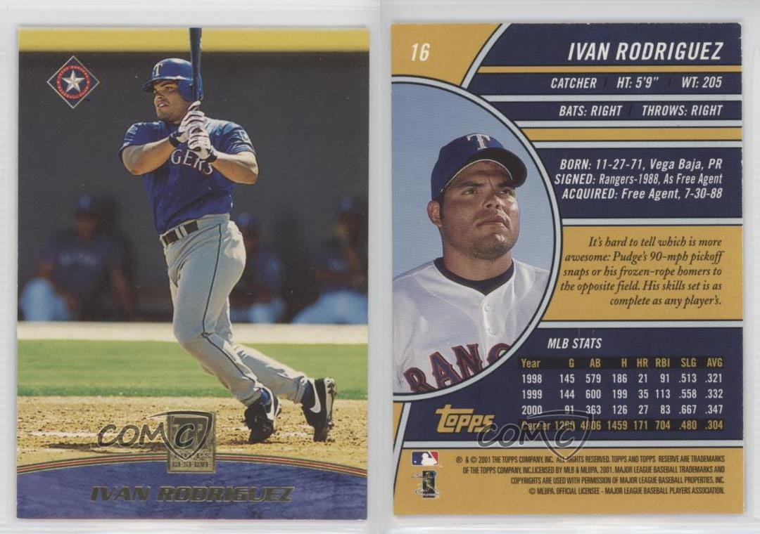 2001 Topps Reserve 16 Ivan Rodriguez Texas Rangers Baseball Card eBay
