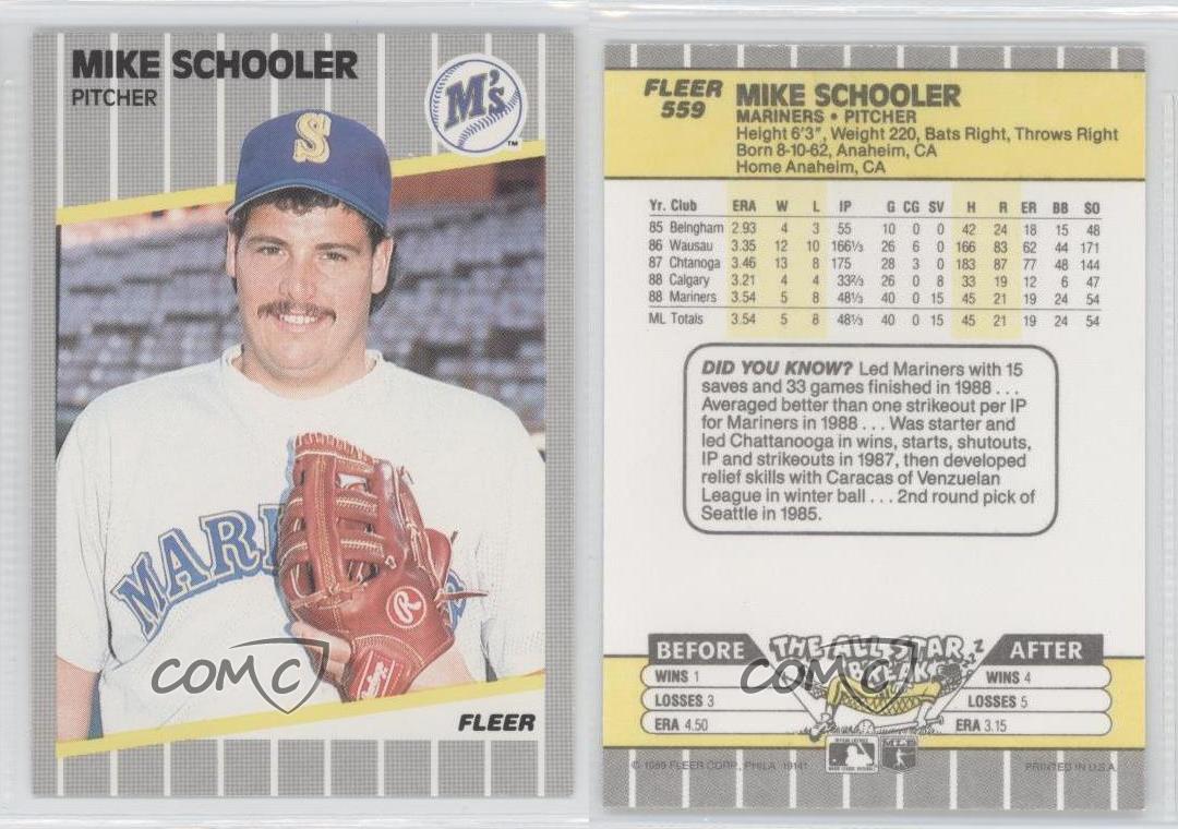1989 Fleer 559 Mike Schooler Seattle Mariners Baseball Card eBay