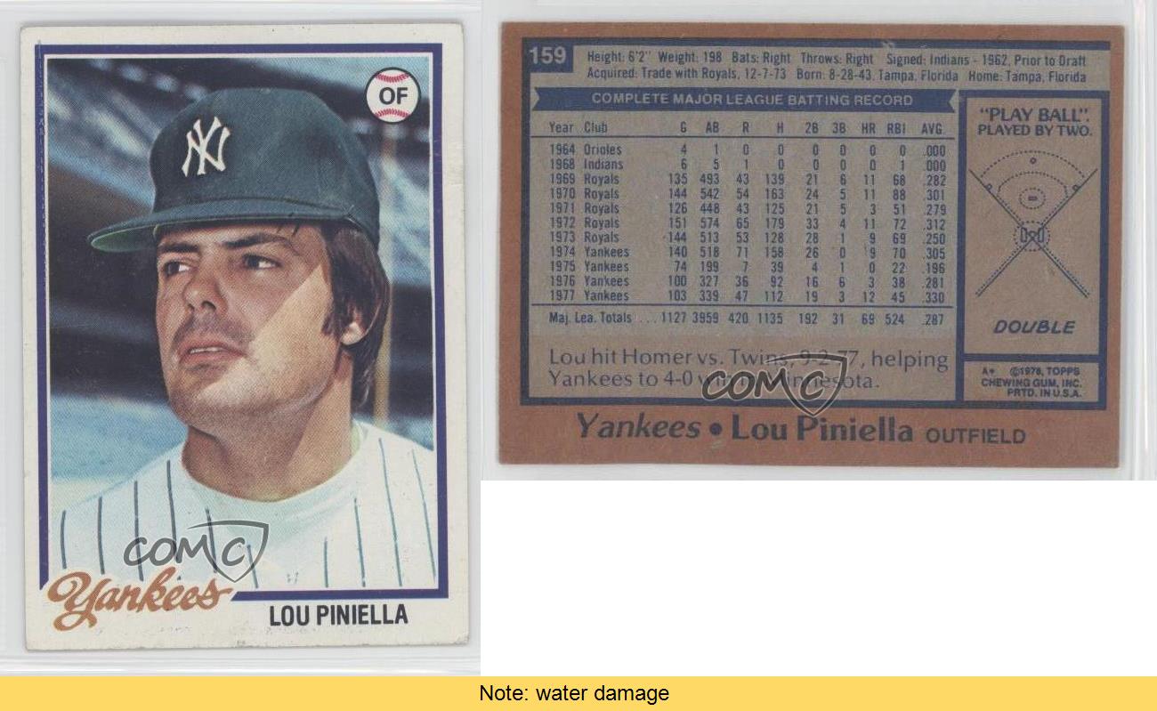 1978 Topps 159 Lou Piniella New York Yankees Baseball Card eBay