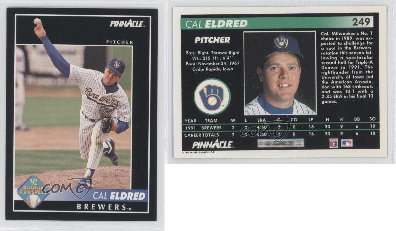 1992 Pinnacle 249 Cal Eldred Milwaukee Brewers Baseball Card eBay