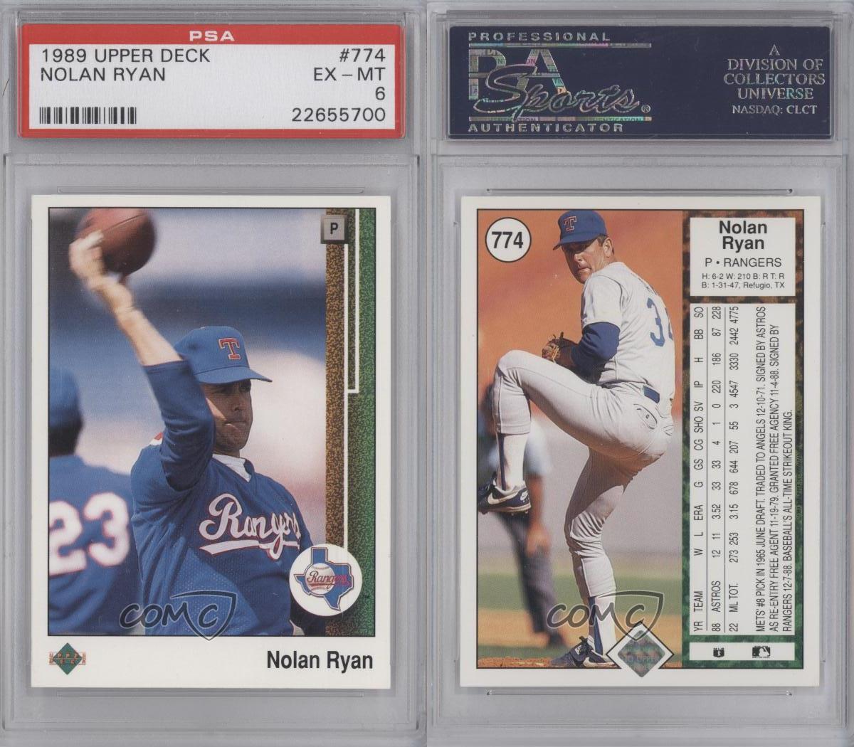 1989 Upper Deck 774 Nolan Ryan PSA 6 Texas Rangers Baseball Card eBay
