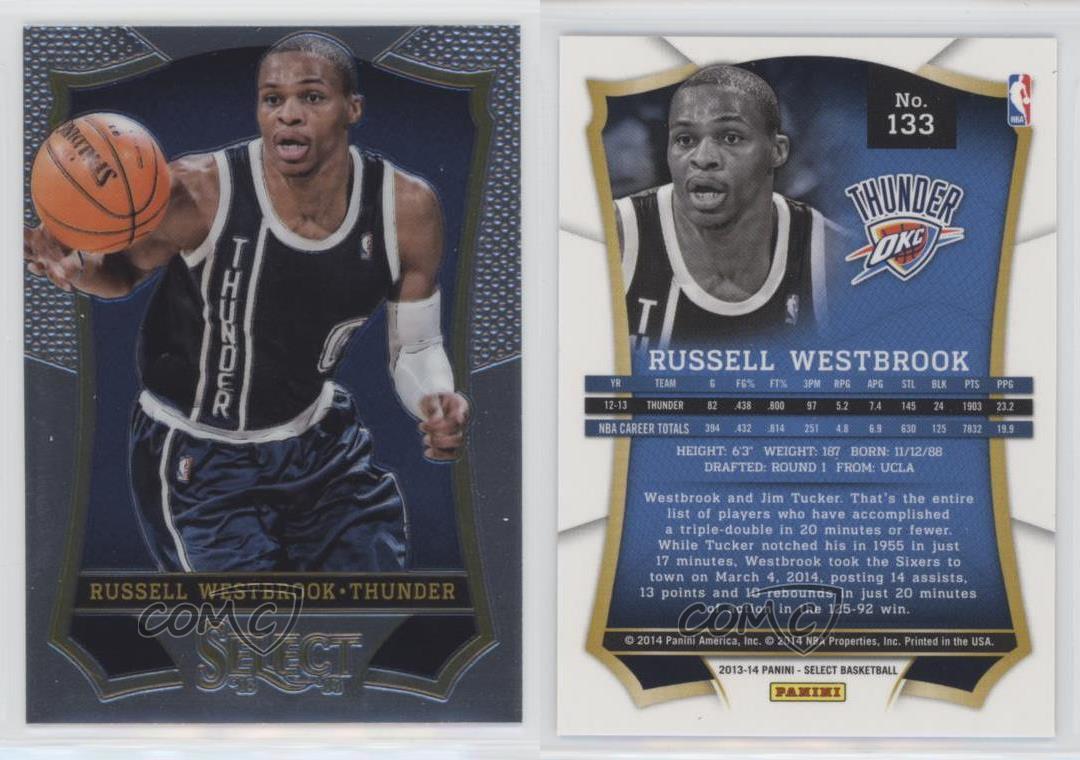 2013 panini select #133 russell westbrook oklahoma city thunder