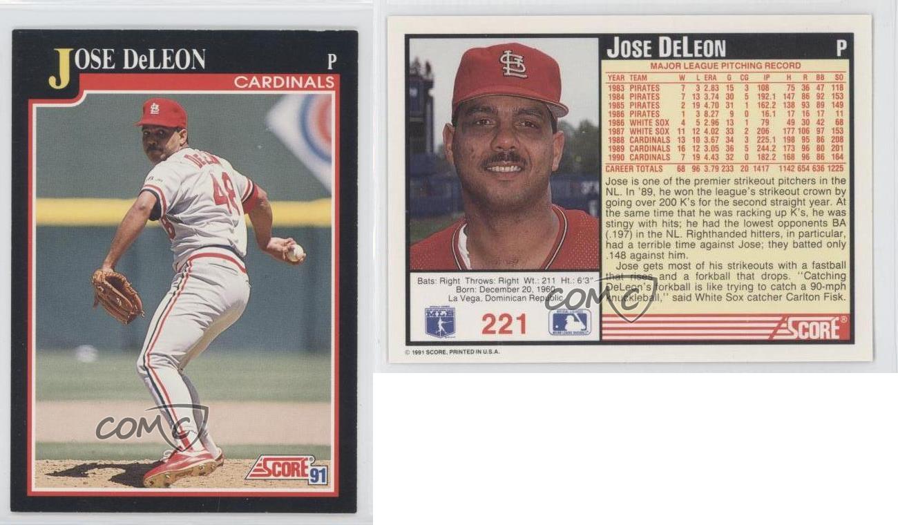 1991 Score #221 Jose DeLeon St. Louis Cardinals Baseball Card | eBay