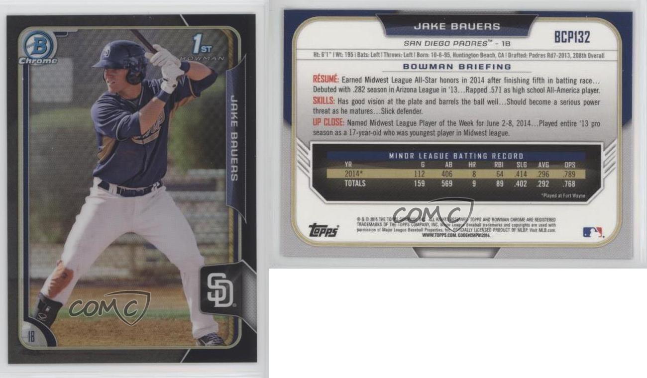 2015 Bowman Chrome Prospects Black Refractor #BCP132 Jake Bauers Rookie Card