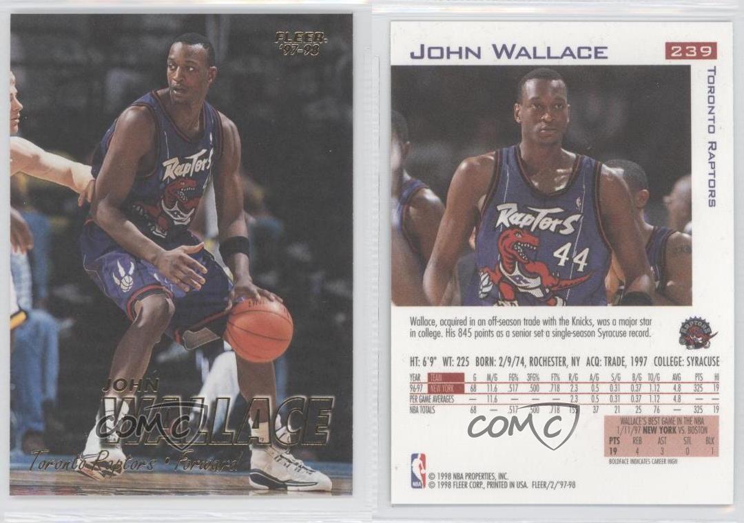 199798 Fleer 239 John Wallace Toronto Raptors Basketball Card eBay