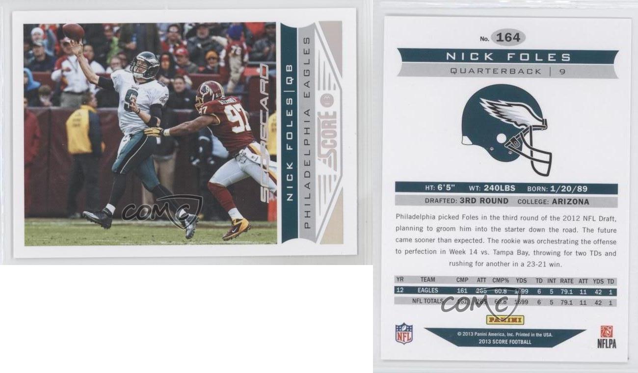 2013 Score Scorecard 164 Nick Foles Philadelphia Eagles Football Card