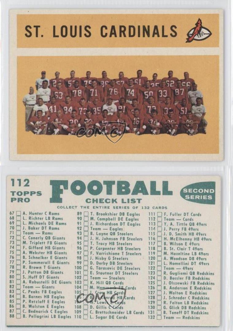 1960 Topps #112 St Louis Cardinals Team St. Football Card | eBay