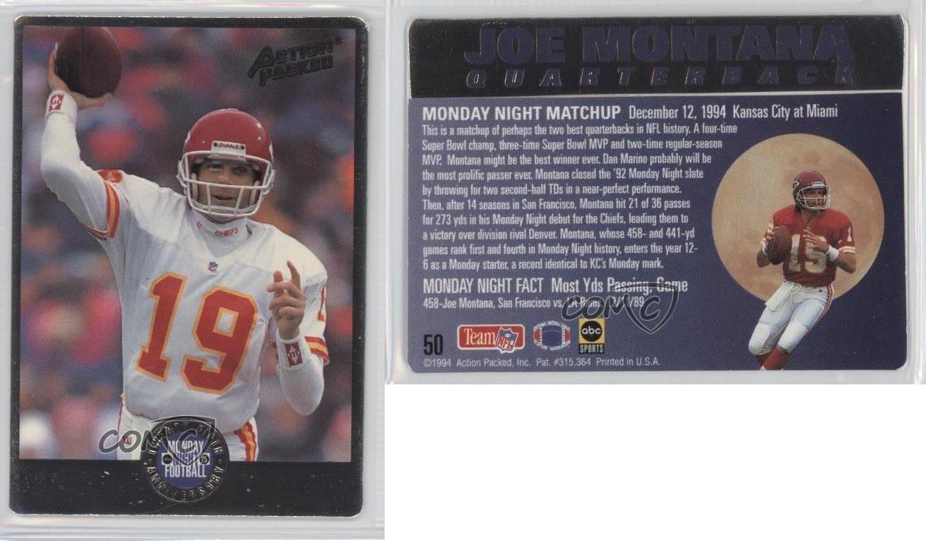 1994 Action Packed Monday Night Football 50 Joe Montana Kansas City