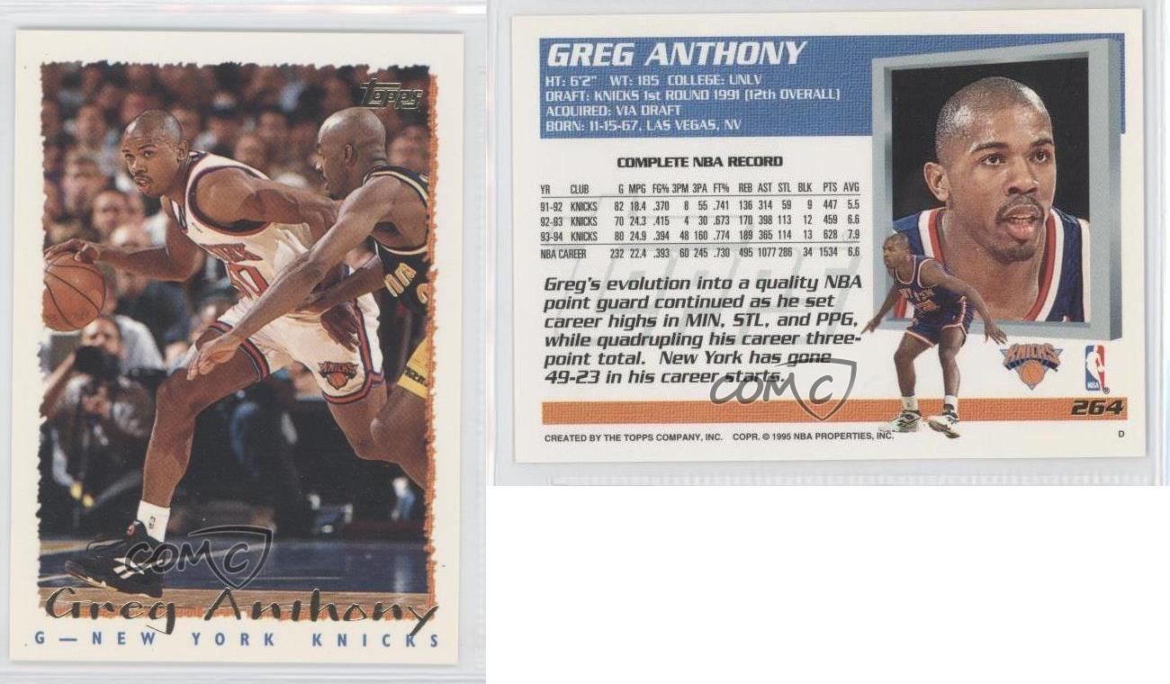 199495 Topps 264 Greg Anthony New York Knicks Basketball Card eBay