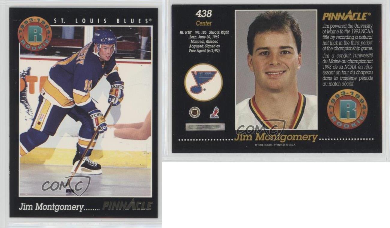 1993-94 Pinnacle French #438 Jim Montgomery St. Louis Blues Rookie Hockey Card | eBay