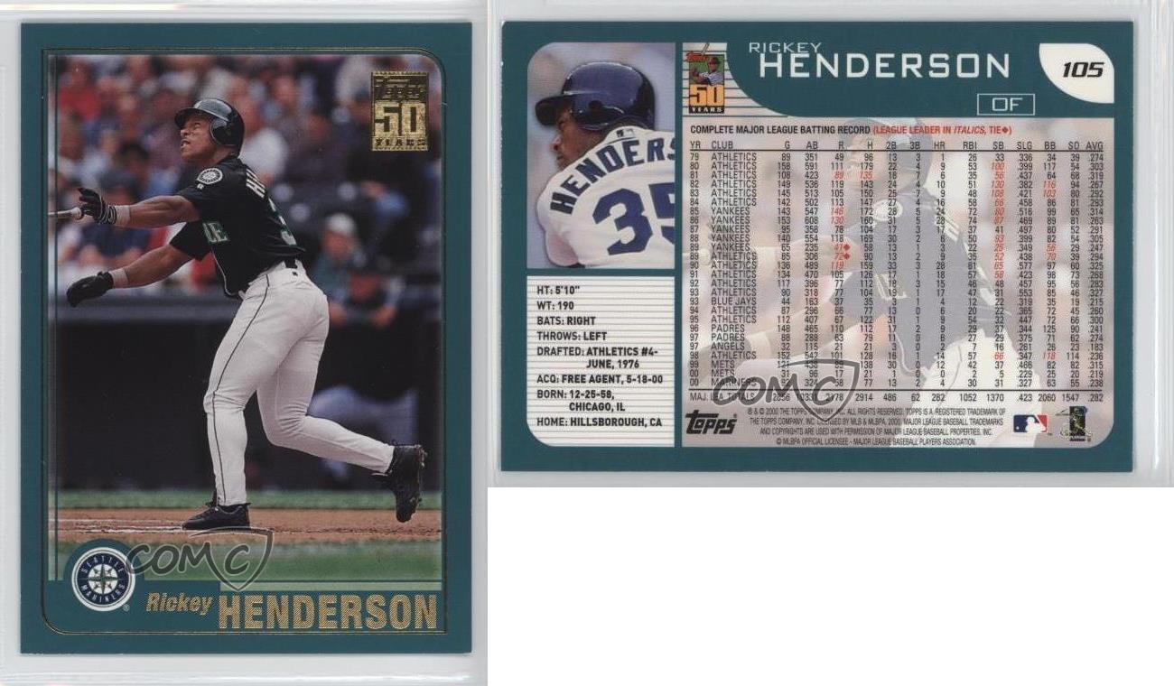 2001 Topps 105 Rickey Henderson Seattle Mariners Baseball Card eBay