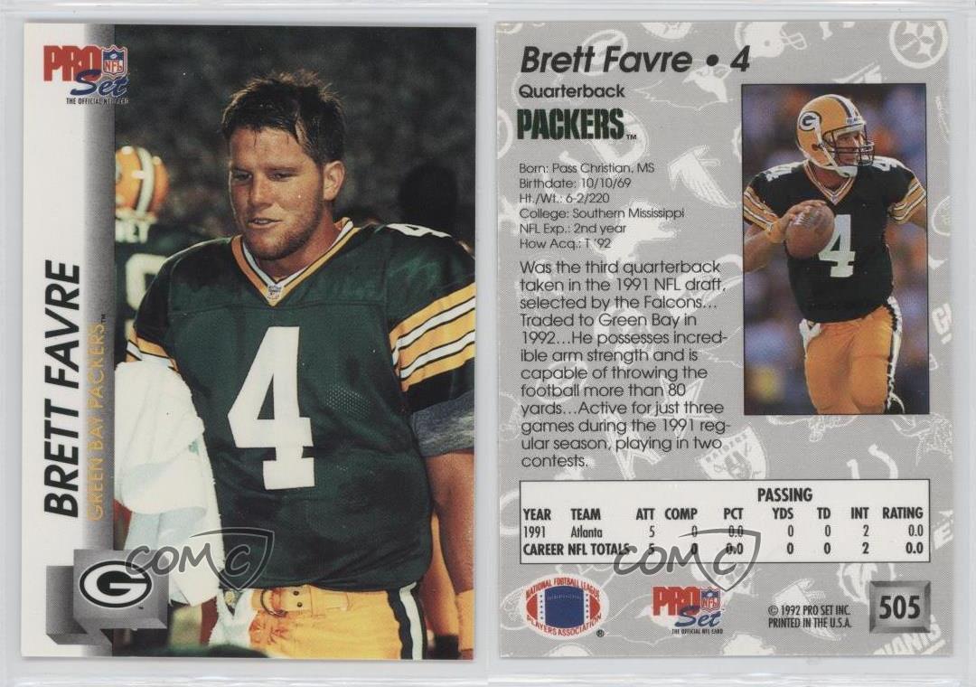 1992 Pro Set 505 Brett Favre Green Bay Packers Football Card eBay