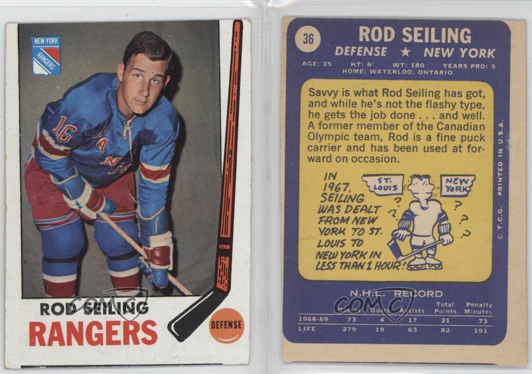 196970 Topps 36 Rod Seiling New York Rangers Hockey Card eBay