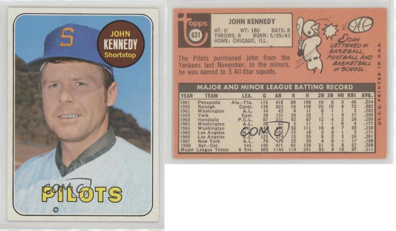 1969 Topps #631 John Kennedy pilotos de Béisbol Tarjeta Seattle