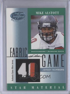 2001 Leaf Certified Materials Fabric of the Game Jersey Numbers #FG-98 - Mike Alstott /40 - Courtesy of COMC.com
