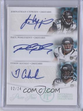 2013 Panini National Treasures Prime Pairings Signatures #34 - Paul Posluszny, Tyson Alualu, Johnathan Cyprien /24 - Courtesy of COMC.com