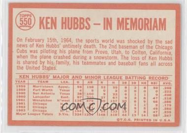 1964 Topps #550 - Ken Hubbs/In Memoriam - Courtesy of COMC.com