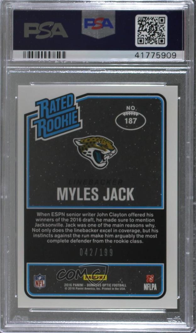 2016 Donruss Optic #187 Myles Jack Jacksonville Jaguars Rookie Football Card