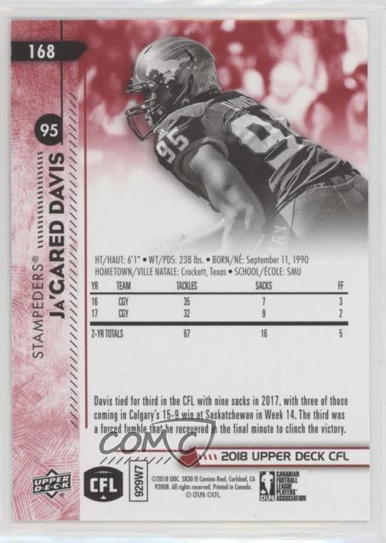 2018 Upper Deck CFL Red /150 Ja