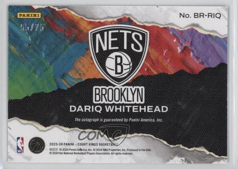 2023 Panini Court Kings Brush Strokes /75 Dariq Whitehead #BR-RIQ Rookie Auto RC - Bild 2 von 3