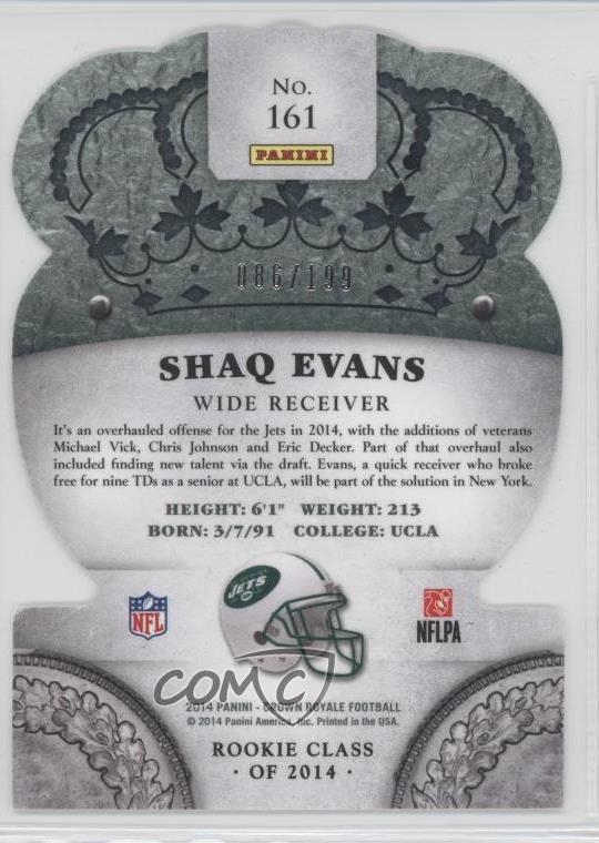 2014 Crown Royale Class of Silver Holofoil /199 Shaquelle Evans Shaq Rookie RC - Zdjęcie 2 z 4