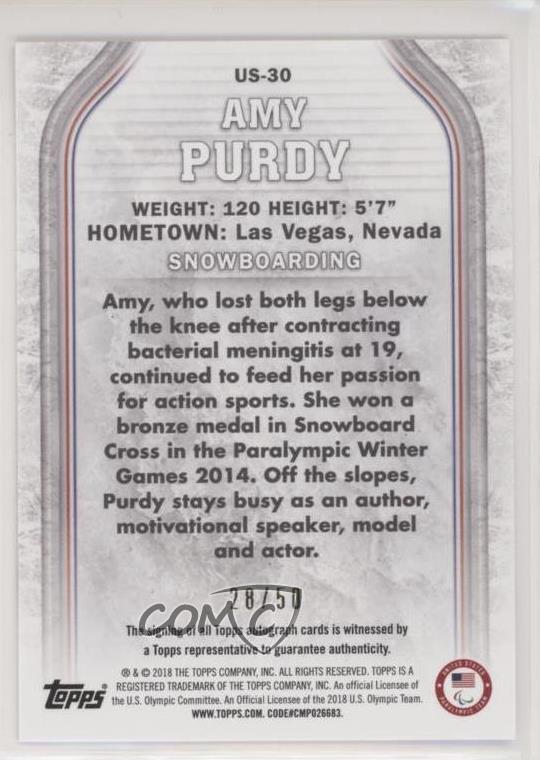 sports memorabilia 2014 TOPPS WINTER OLYMPICS SNOWBOARDING AMY PURDY TRADING CARD LAS VEGAS NEVADA MLB Fan Apparel & Souvenirs